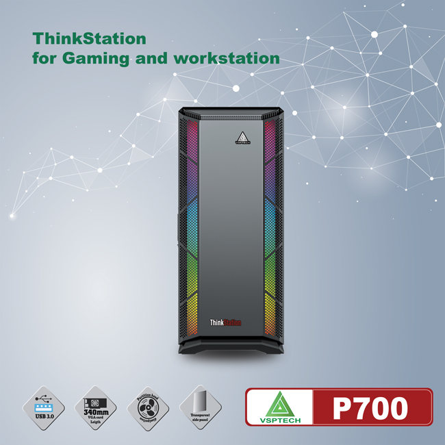 Vỏ máy tính Case VSP P700 ~ Kính cường lực không FAN - Hàng chính hãng TECH VISION phân phối