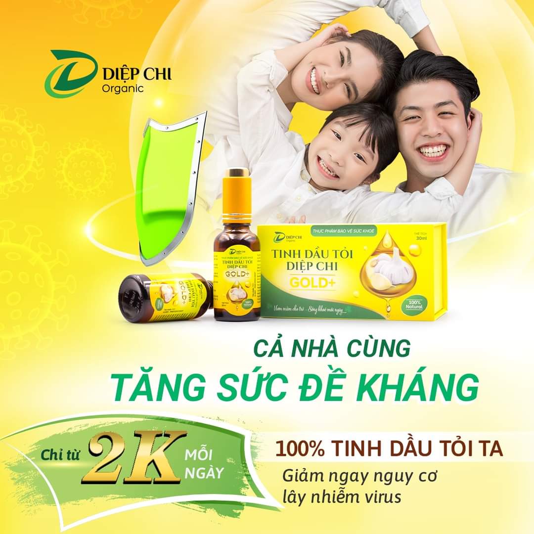 Tinh Dầu Tỏi Diệp Chi Gold+ Kháng Sinh Tự Nhiên Trị Ho Cảm Cúm Sổ Mũi, Tăng Cường Đề Kháng Cho Trẻ Em Và Phụ Nữ Có Thai Lọ 30ml