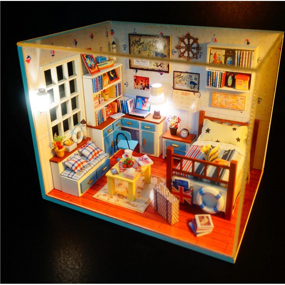 KHO-HN * Mô hình phòng ngủ nhà búp bê I-DIY HAPPY TIME với tông màu rực rỡ bắt mắt