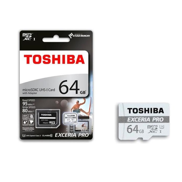 Thẻ nhớ MicroSDXC Toshiba Exceria Pro M401 64GB UHS-I U3 4K 95MB/s (Trắng)