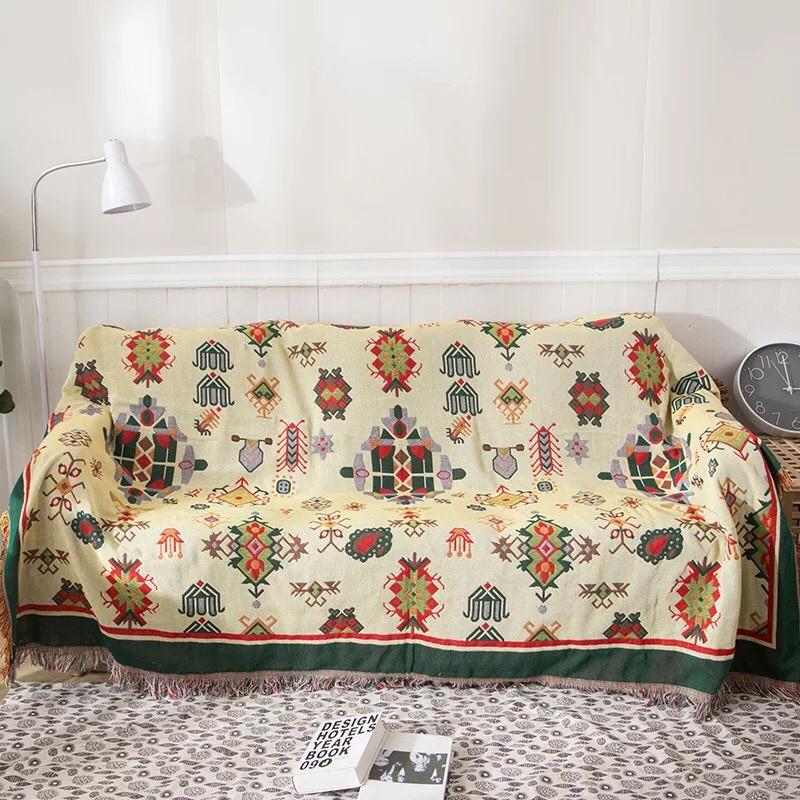 Thảm Vintage trải sàn, Khăn phủ ghế sofa sử dụng 2 mặt nhập khẩu 230 x 180cm