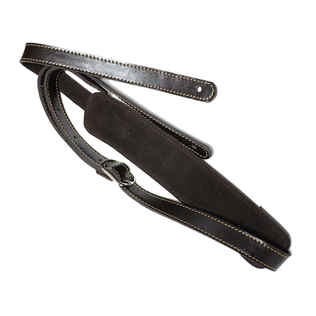 Guitar Belt Shoulder Pad Leather Ends Strap for Electric Acoustic Guitar