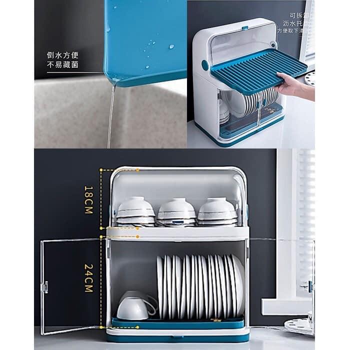 Tủ nhựa úp bát đĩa cao cấp 2 tầng có nắp đậy chống bụi bẩn - thoát nước tốt