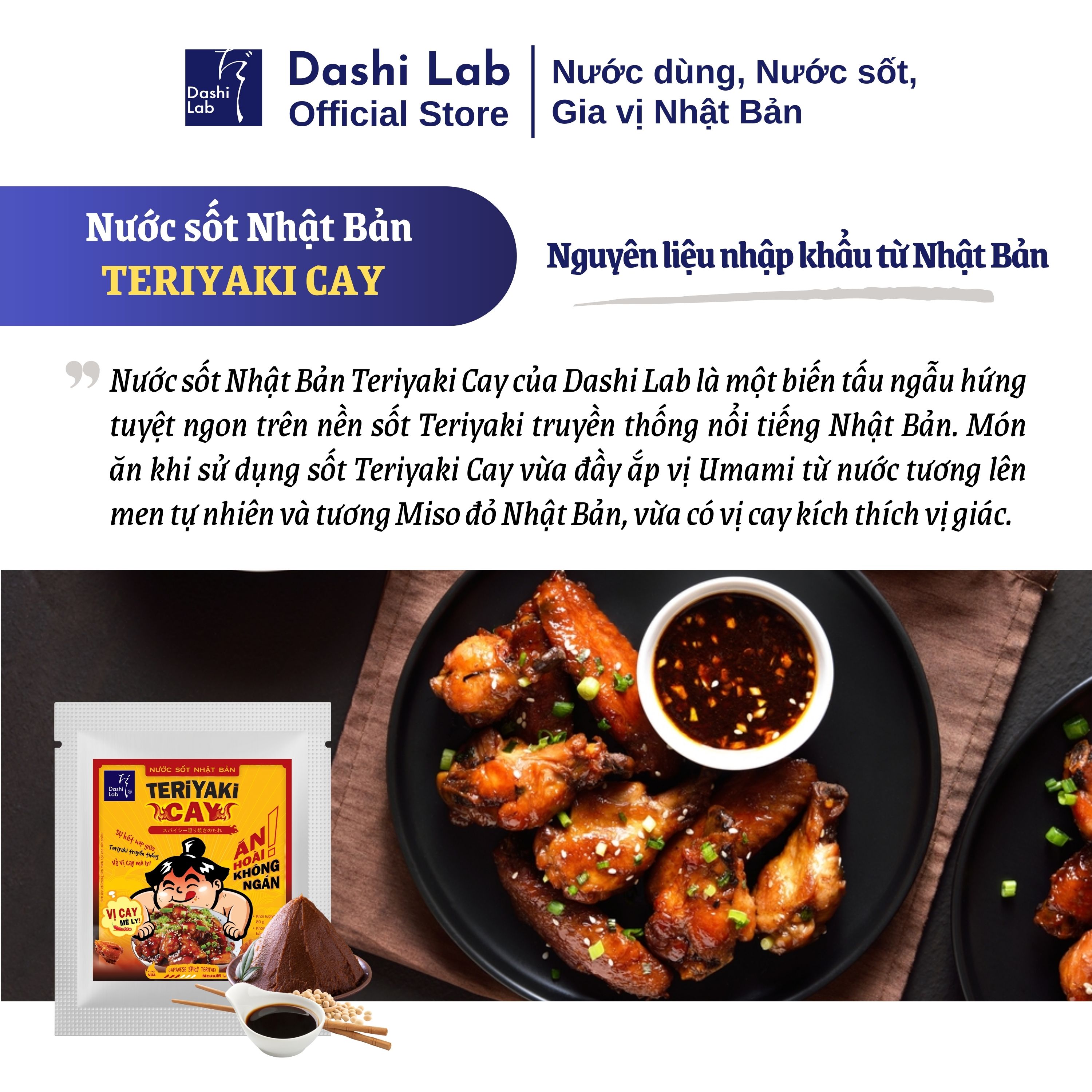 Combo 4 Gói Nước Sốt Nhật Bản TERIYAKI CAY 80g Hương Vị Đậm Đà Cay Mê Ly Chay Mặn Đều Dùng Được DASHI LAB