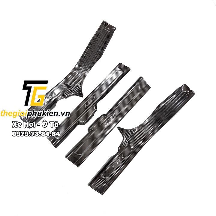 Bộ sản phẩm ỐP BẬC CỐP VÀ BẬC CỬA vân Carbon xe Honda City 2021