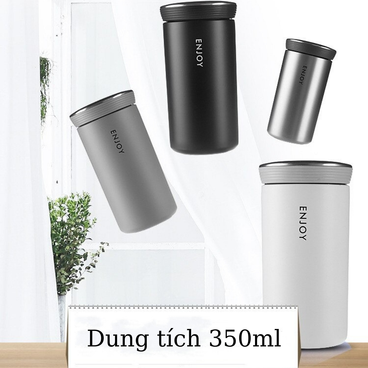 Cốc cafe giữ nhiệt 5 lớp TiLoKi Enjoy 350ml lõi inox 304 có lọc trà