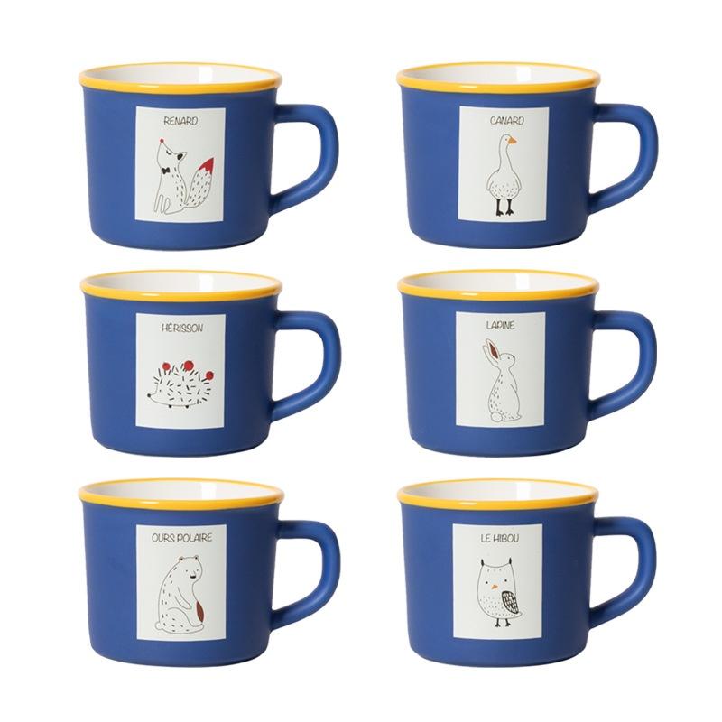 Cốc sứ uống trà, cốc cafe 400ml men xanh phong cách vintage Pháp