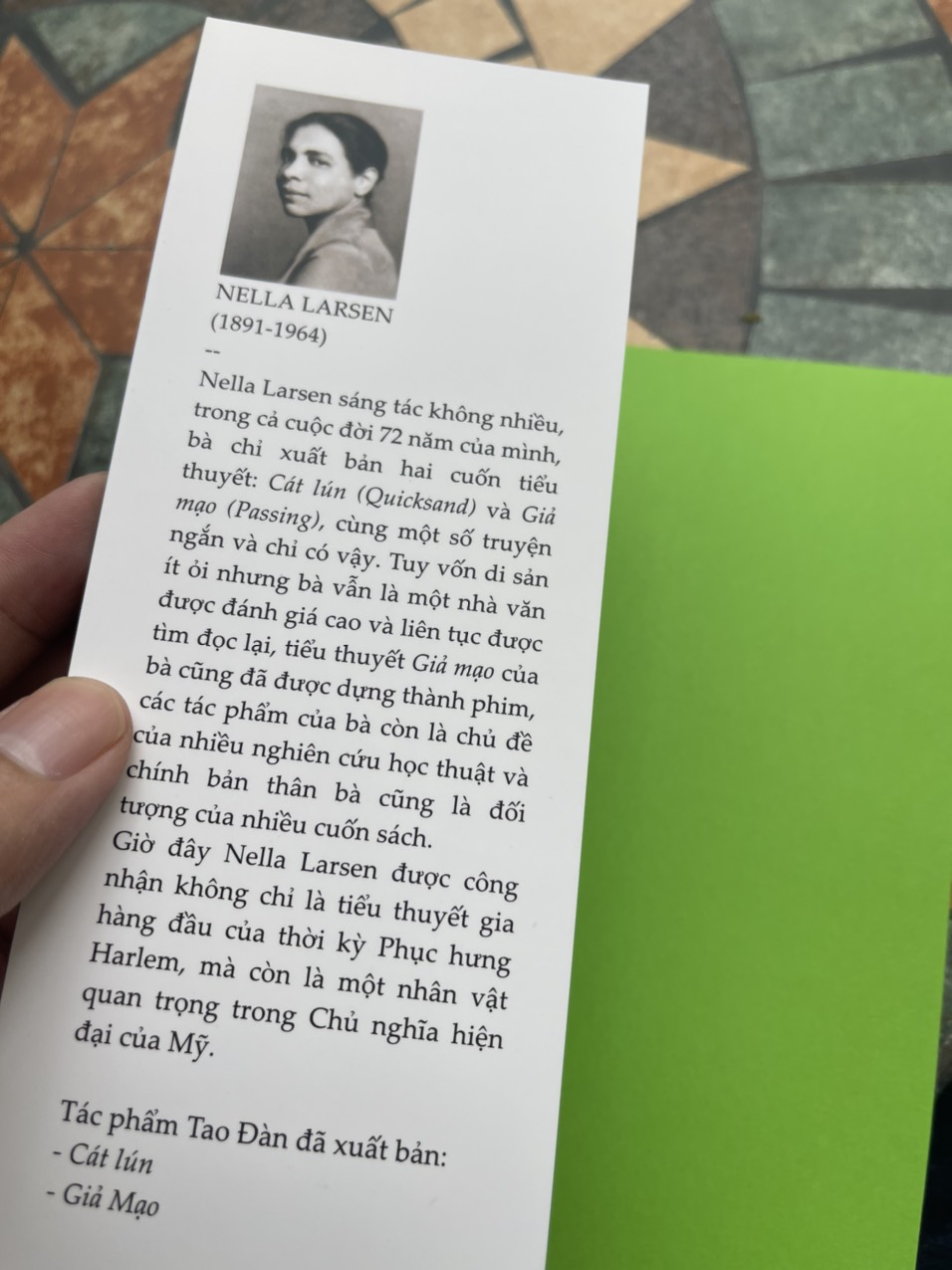 GIẢ MẠO - Nella Larsen – Thiên Nga dịch - Tao Đàn – Nxb Hội Nhà Văn