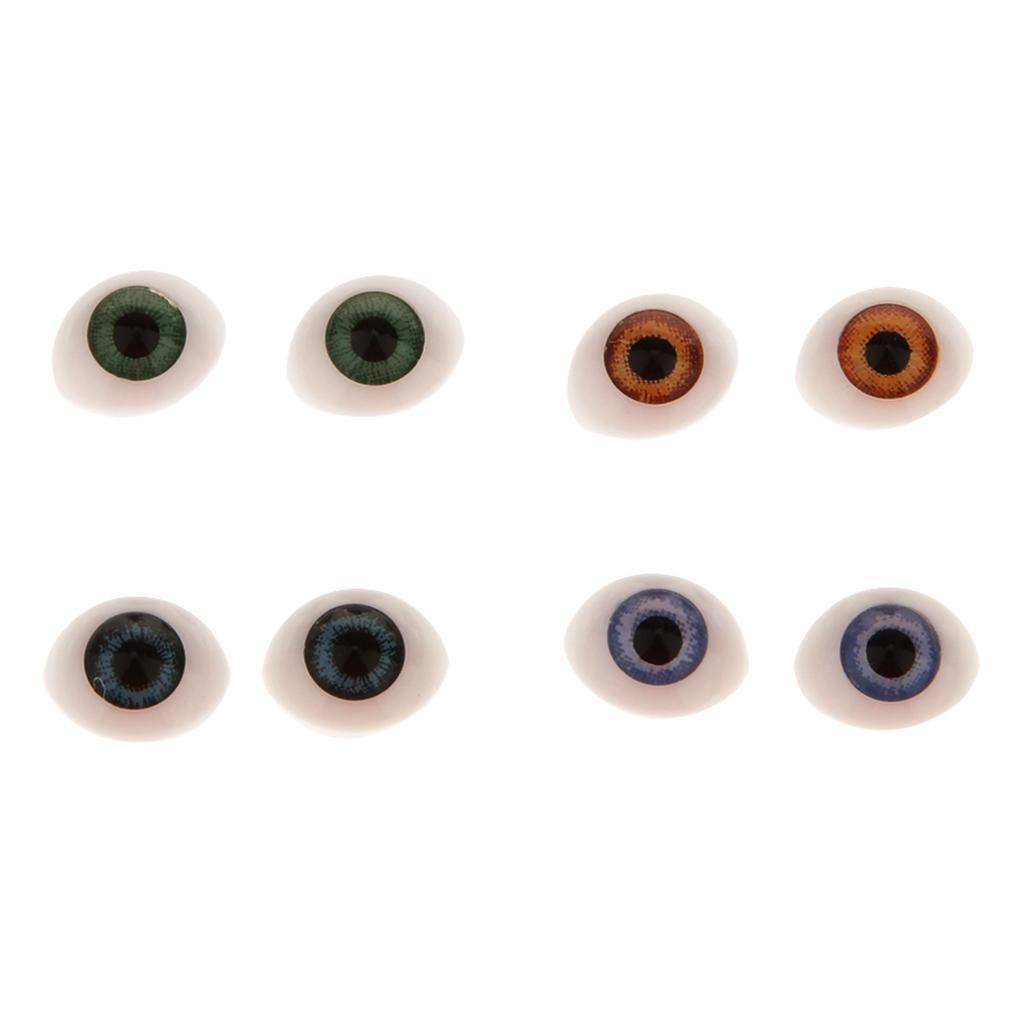 8 Pairs Plastic Oval Flat Back Eyes 5mm 6mm Iris for Mask Bear Dolls DIY