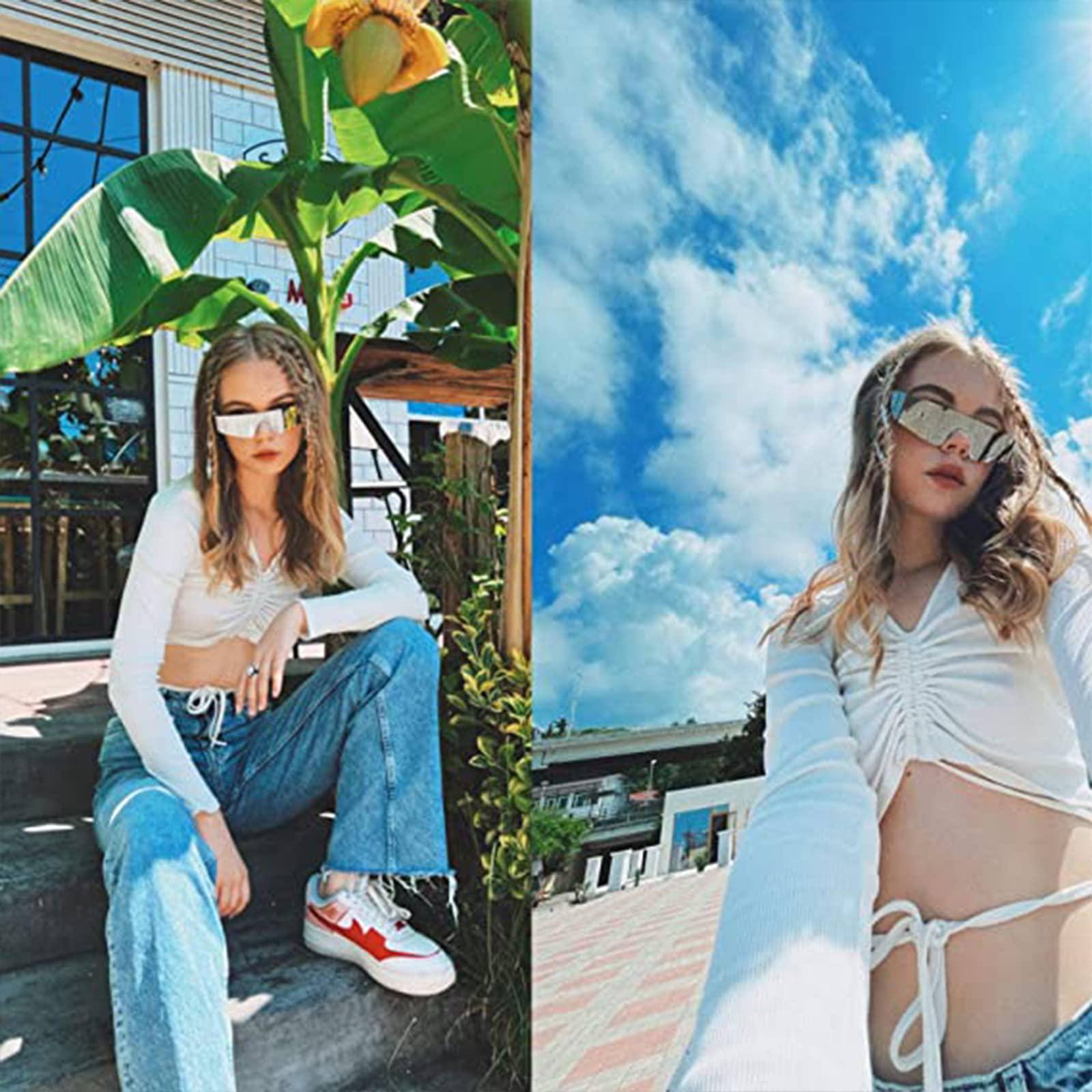 Kính râm tương lai, Kính tương lai 1 mảnh bằng bạc Kính râm Cyclops xấu xí, Kính không gian Bộ kính người ngoài hành tinh, Kính vui nhộn Nhập vai Kính Halloween.