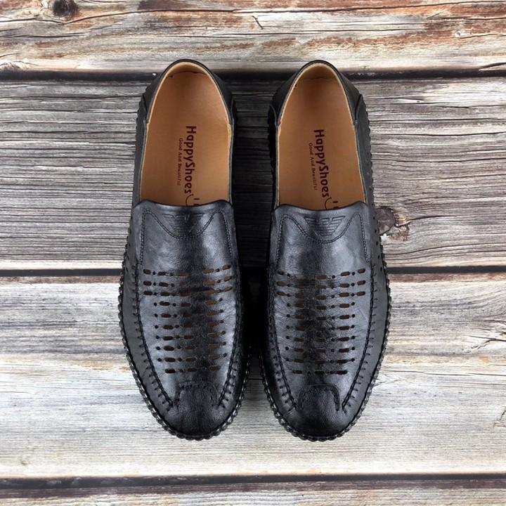 Giày Lười Nam Happyshoes Da Bò Thật - HSM68
