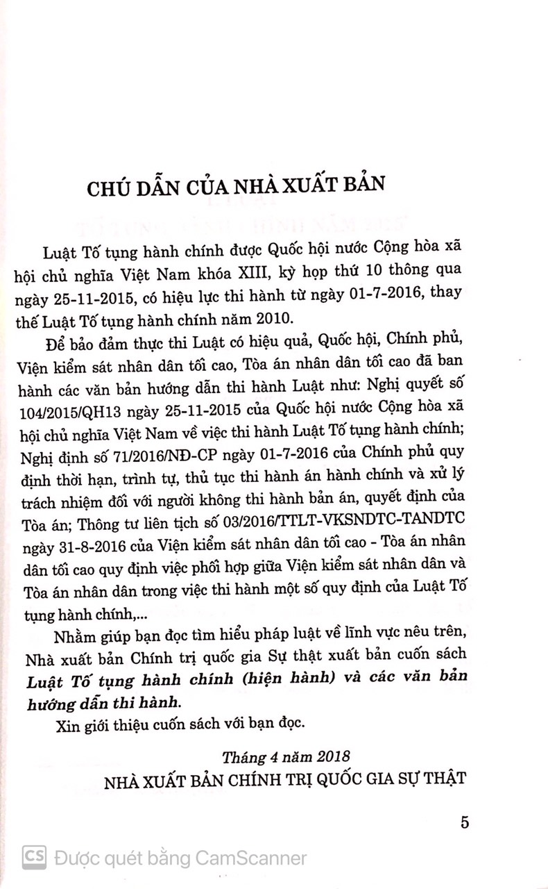 Luật tố tụng hành chính và các văn bản hướng dẫn thi hành
