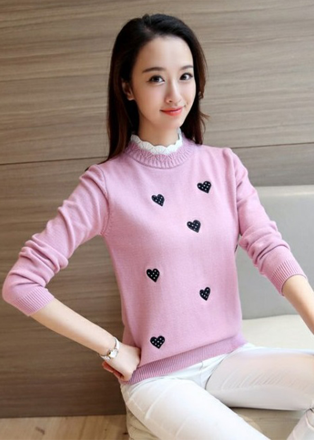 Áo len nữ thêu hình tim freesize Haint Boutique Al52