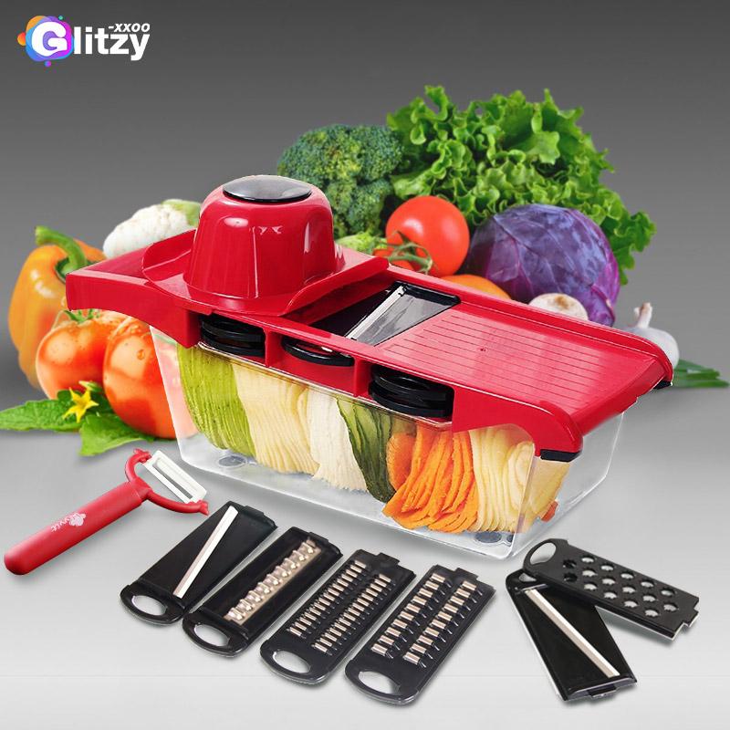 Rau Củ Quả 6 Trong 1 Mandoline Đa Máy Thái Cụ Gọt Vỏ Trái Cây Khoai Tây Phô Mai Xay Xay Thịt Bếp Phụ Kiện Cắt Dụng Cụ