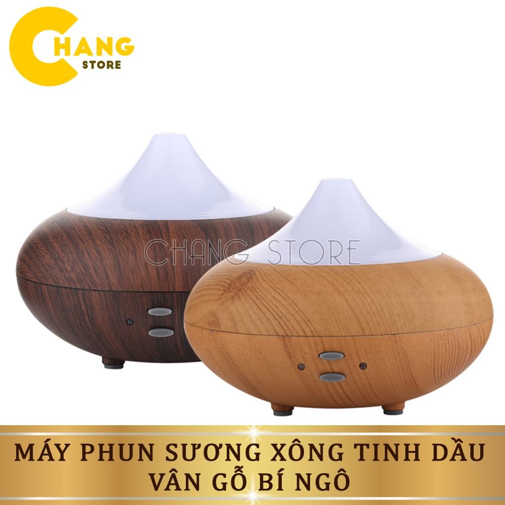 Máy phun sương tinh dầu tạo độ ẩm vân gỗ hình bí ngô, máy khuếch tán xông tinh dầu 500ml + Tặng kèm tinh dầu