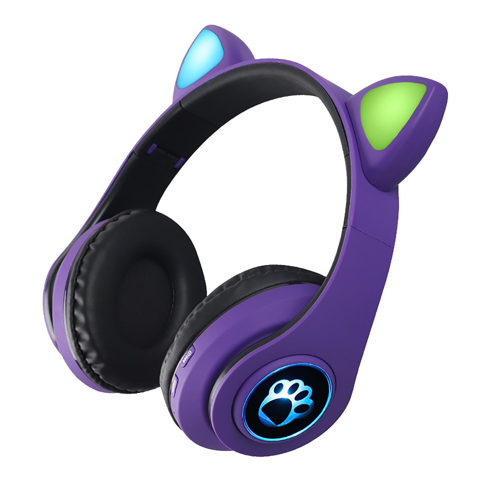 Tai Nghe Bluetooth Chụp Tai B39 Mèo Tai Không Dây 5.0 Dạ Quang Máy Tính Chơi Game Bluetooth Tai Nghe Chơi Game Audifonos Inalambicos Đỏ