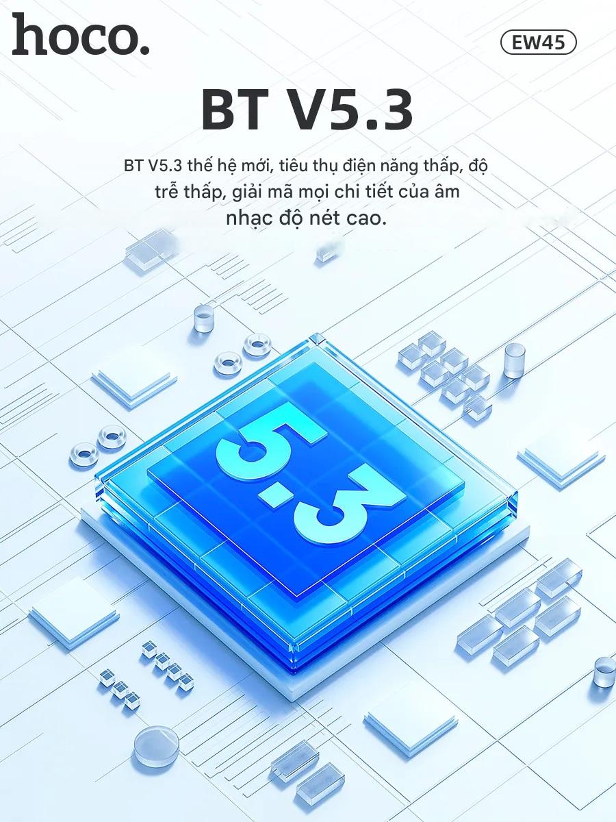 Tai Nghe Bluetooth Ho,co EW45 TWS 5.3, Có Mic Đàm Thoại, Nghe Nhạc 4H, Kèm Case Tai Mèo Cute - Hàng chính hãng
