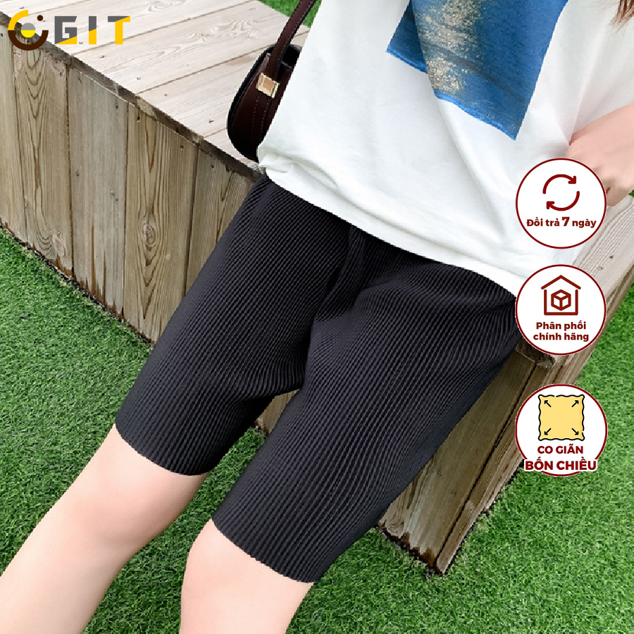 Quần Đùi Nữ Short Tăm Trơn DVGIT Chất Liệu Tăm Lạnh Cao Cấp Kiểu Dáng Hàn Quốc Mát Mẻ Mềm Mại Đi Chơi, Dạo Phố