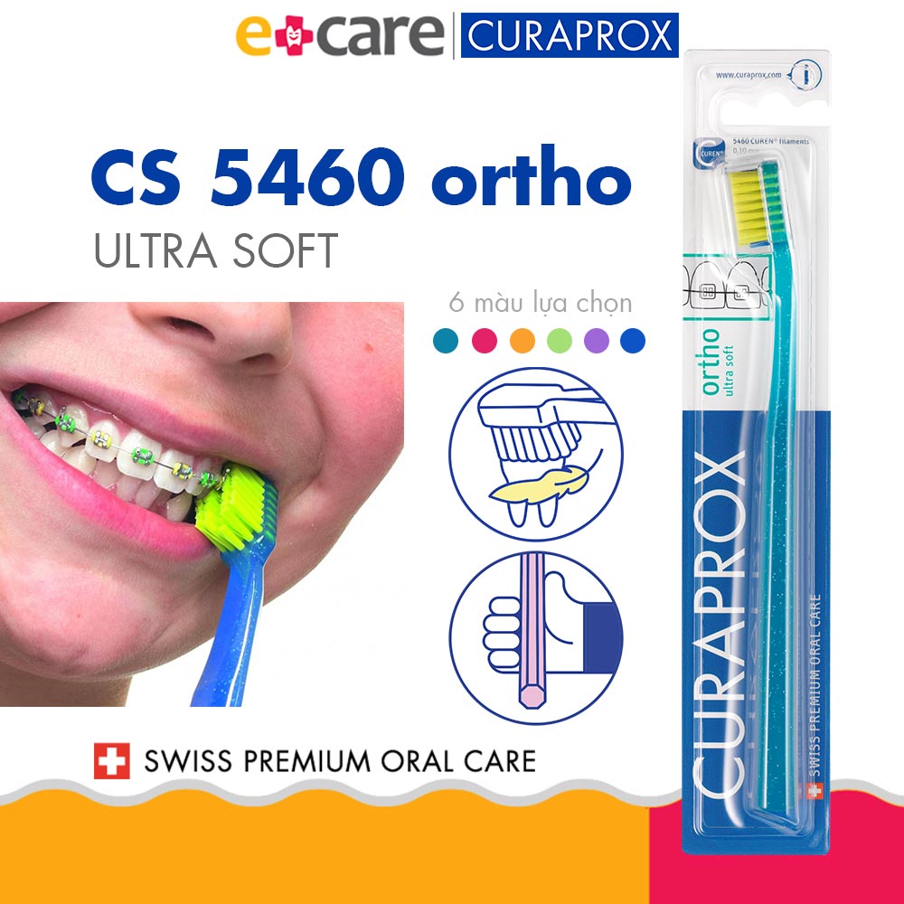 Bàn chải răng siêu mềm cho răng niềng Curaprox CS 5460 Ortho Ultra Soft – Xanh ngọc