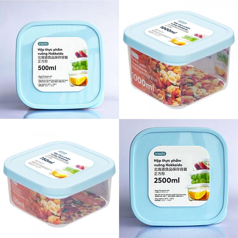 Hộp Đựng Thực Phẩm Vuông 750 - 1500 - 2500ml Dự Trữ Đồ Ăn, Thực Phẩm Trong Tủ Lạnh INOCHI