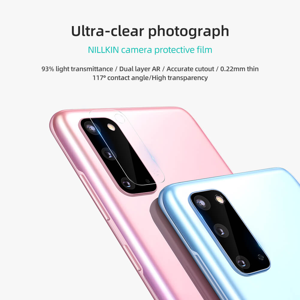 Bộ 2 Miếng dán kính cường lực camera Samsung Galaxy S20 mỏng 0.22mm hiệu Nillkin InvisiFilm độ cứng 9H chống vân tay không ảnh hưởng chất lượng ảnh chụp - Hàng nhập khẩu