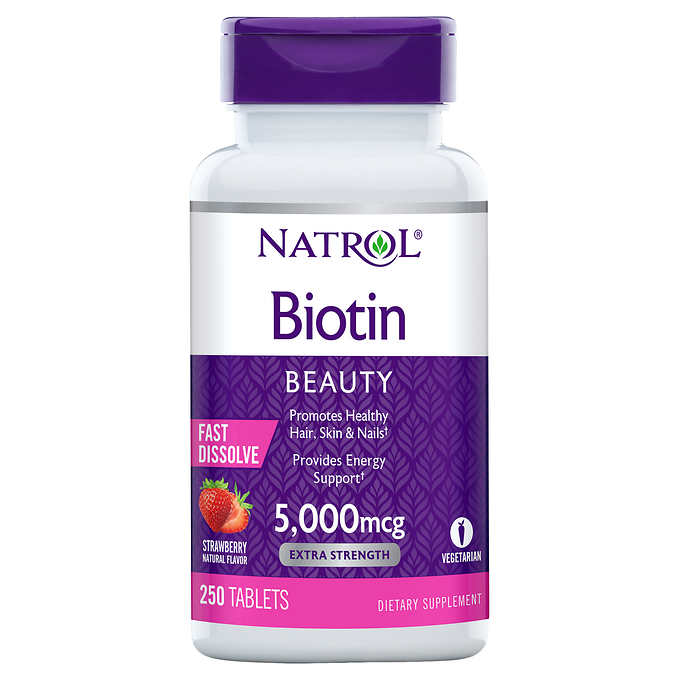 Viên ngậm hỗ trợ móc Tóc Natrol Biotin 5000mcg 250 Viên - Mẫu mới