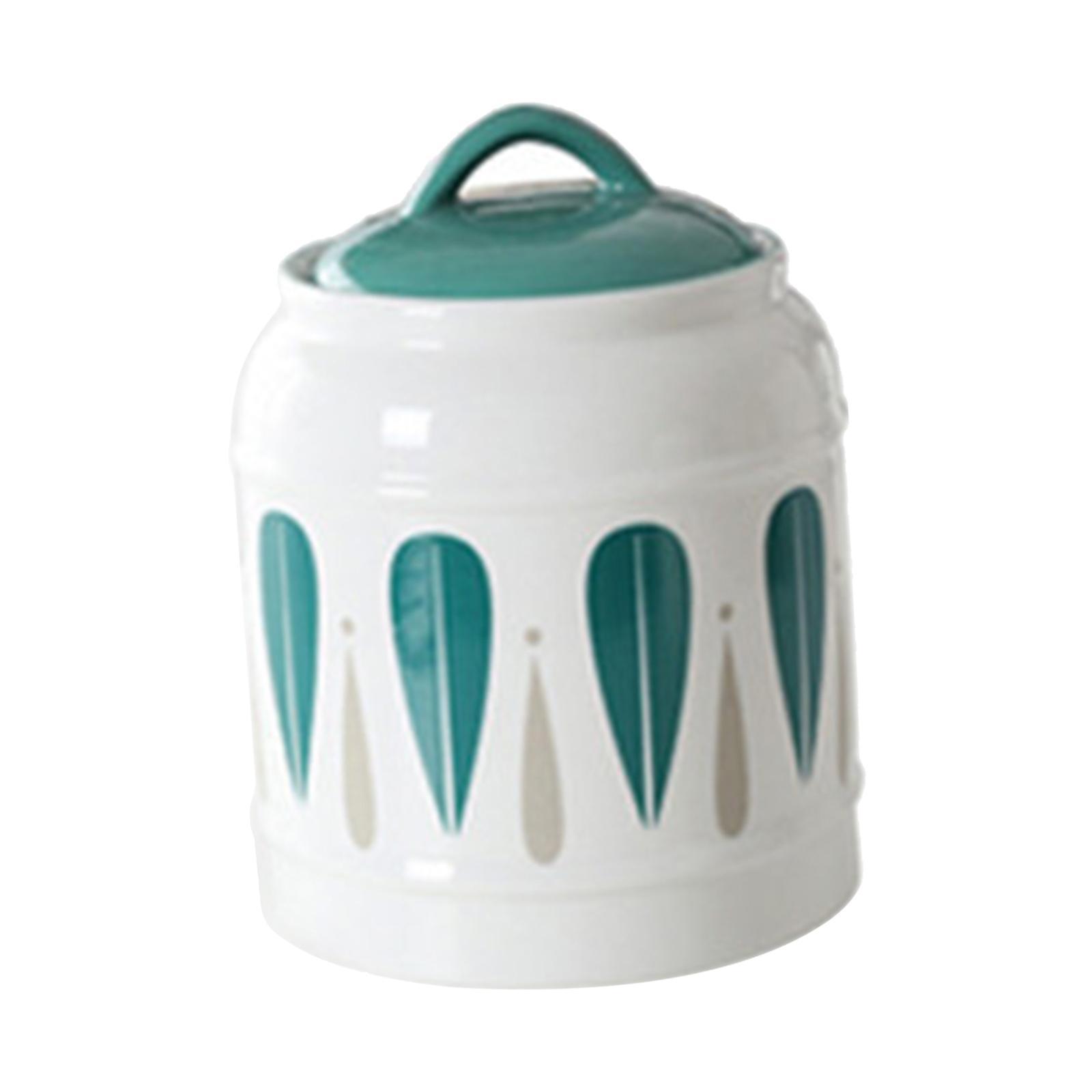 Ceramic Jar with Airtight Lid Food Storage Jar Porcelain Dry Food Container Tea Canister Pet Treat Storage Container for Rice