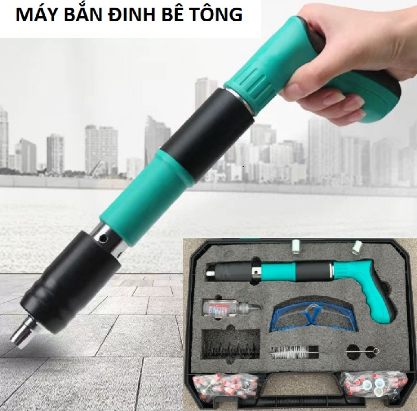 MÁY BẮN ĐINH BÊ TÔNG THÔNG MINH KHÔNG ĐIỆN TẶNG KÈM THEO 50 ĐINH LOẠI TỐT