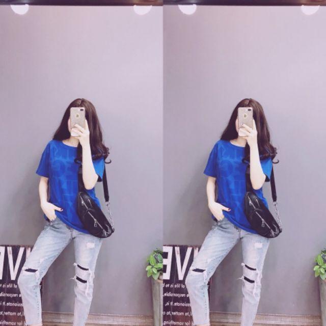 Áo pull in chữ xanh hàng loại đẹp
