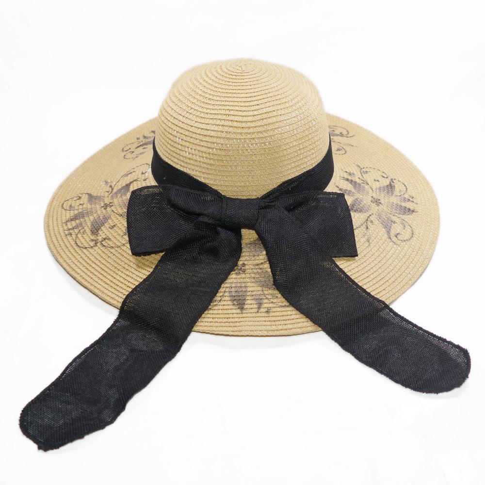 Mũ cói hoa to và nơ vành rộng 12 cm, vòng đầu 56 cm - chất liệu vải cói đẹp thích hợp cho chị em phụ nữ