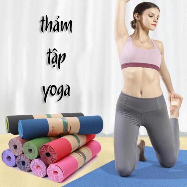 Thảm Tập YOGA Chống Trượt Loại Dày 6MM, Thảm Tập GYM Tại Nhà Tập Thể Dục Chất Liệu TPE 2 Lớp Chống Trơn Tuyệt Đối