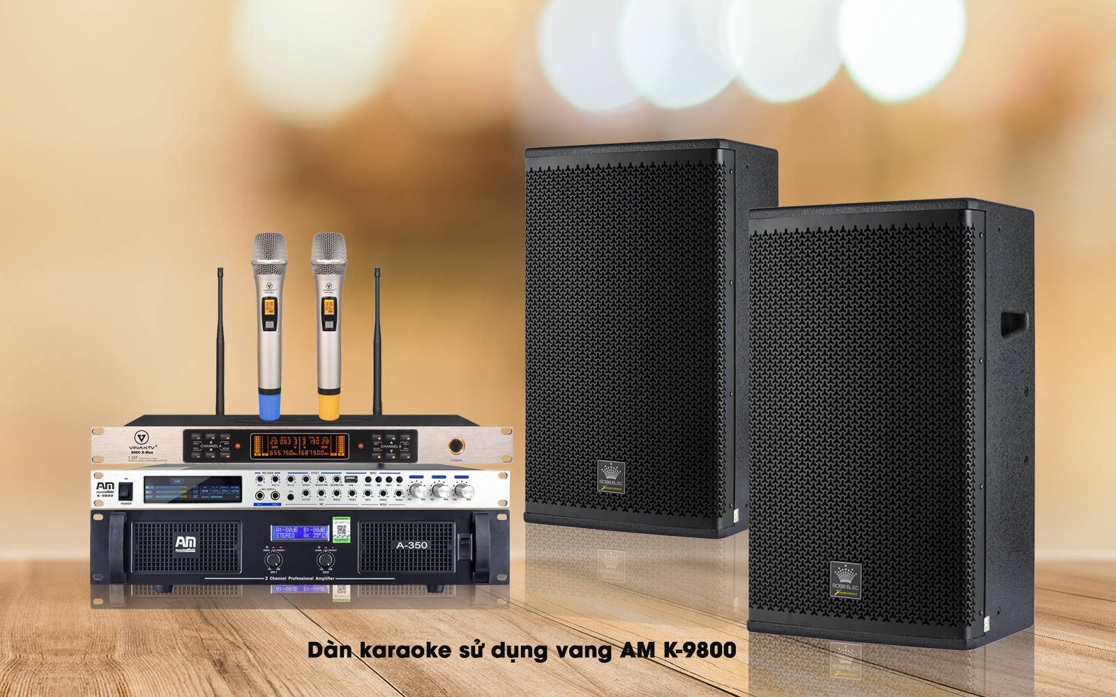 Vang cơ lai số AM K-9800 - Vang có reverb, nâng tiếng, echo hay, bluetooth 5.0, dễ chỉnh, chống hú - Hàng chính hãng