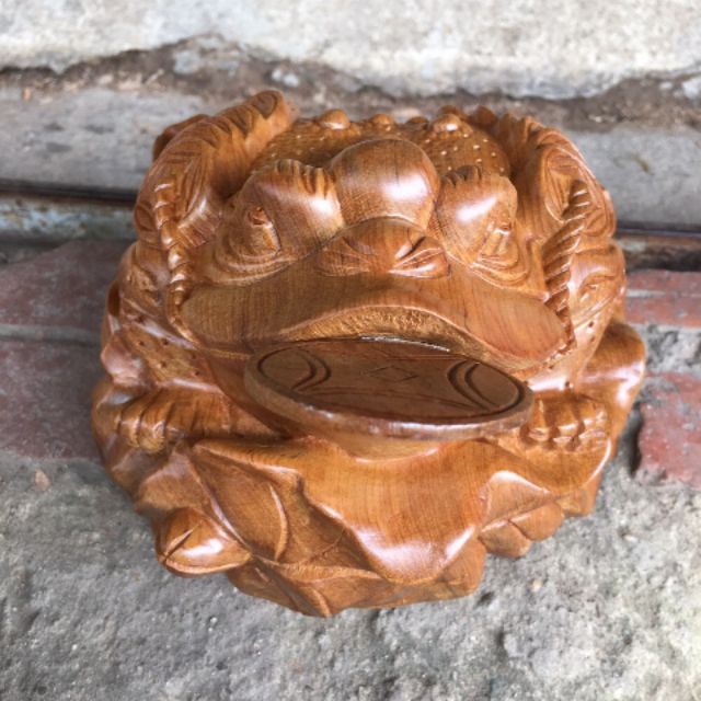 Cóc gỗ bách xanh phong thủy 17cm