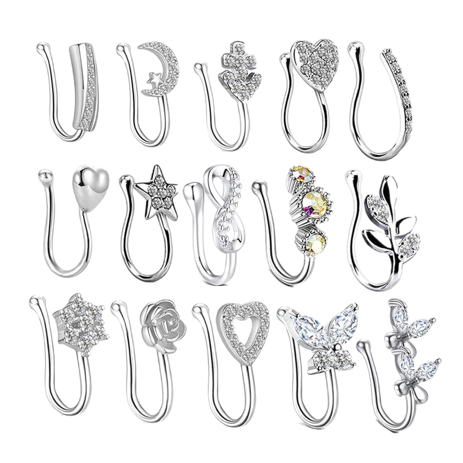 18 Pieces Fake Nose Rings Nose Clip Body Jewelry Gifts Fashion