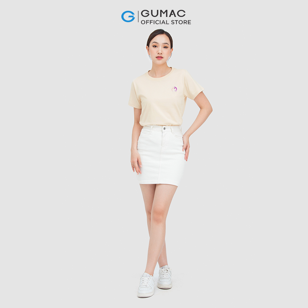 Áo thun nữ GUMAC ATC05073 thêu hình trẻ trung