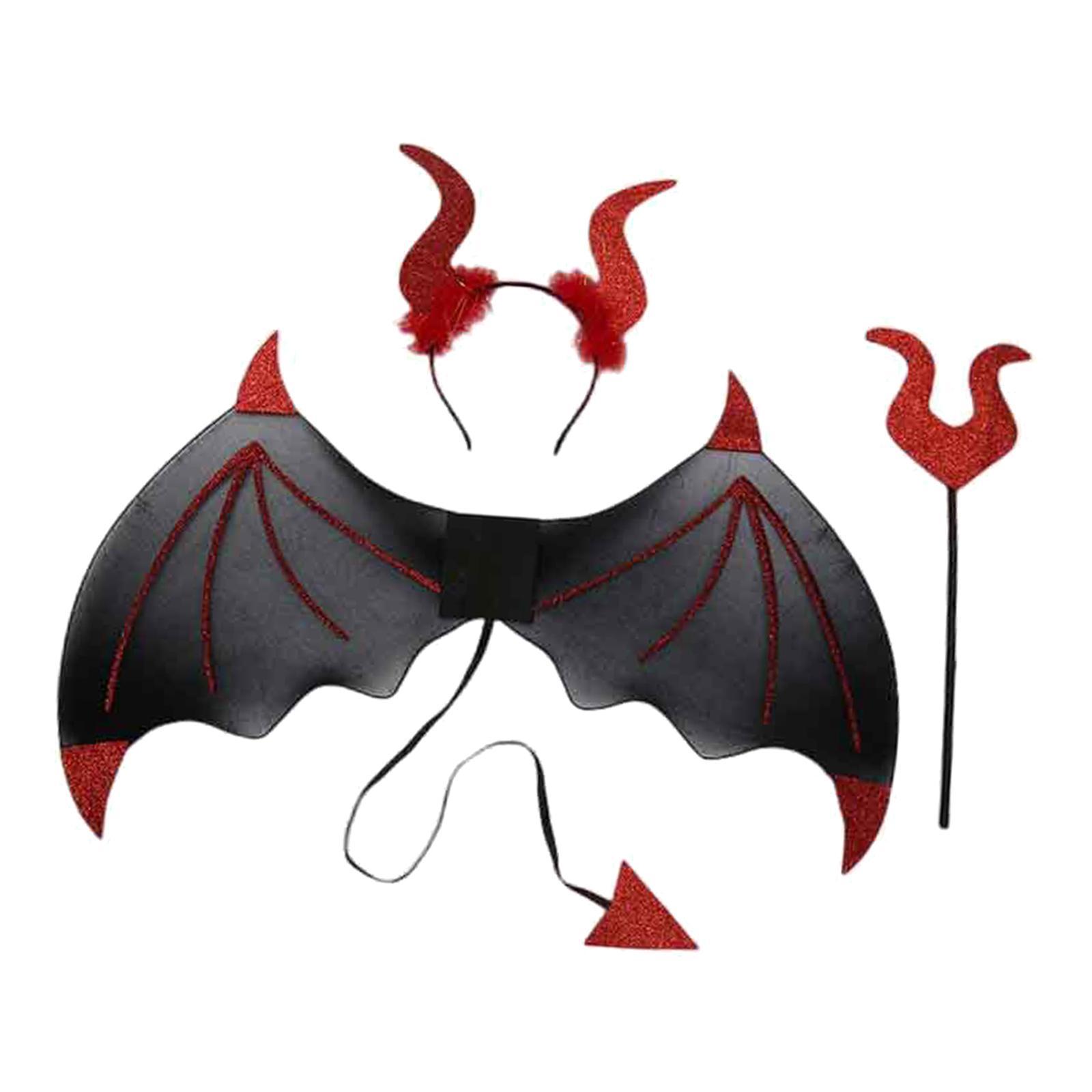 Halloween Devil Costume Set with Devil  Men Women  Devil Costume Accessories for Children's Day Performance Fancy Dress