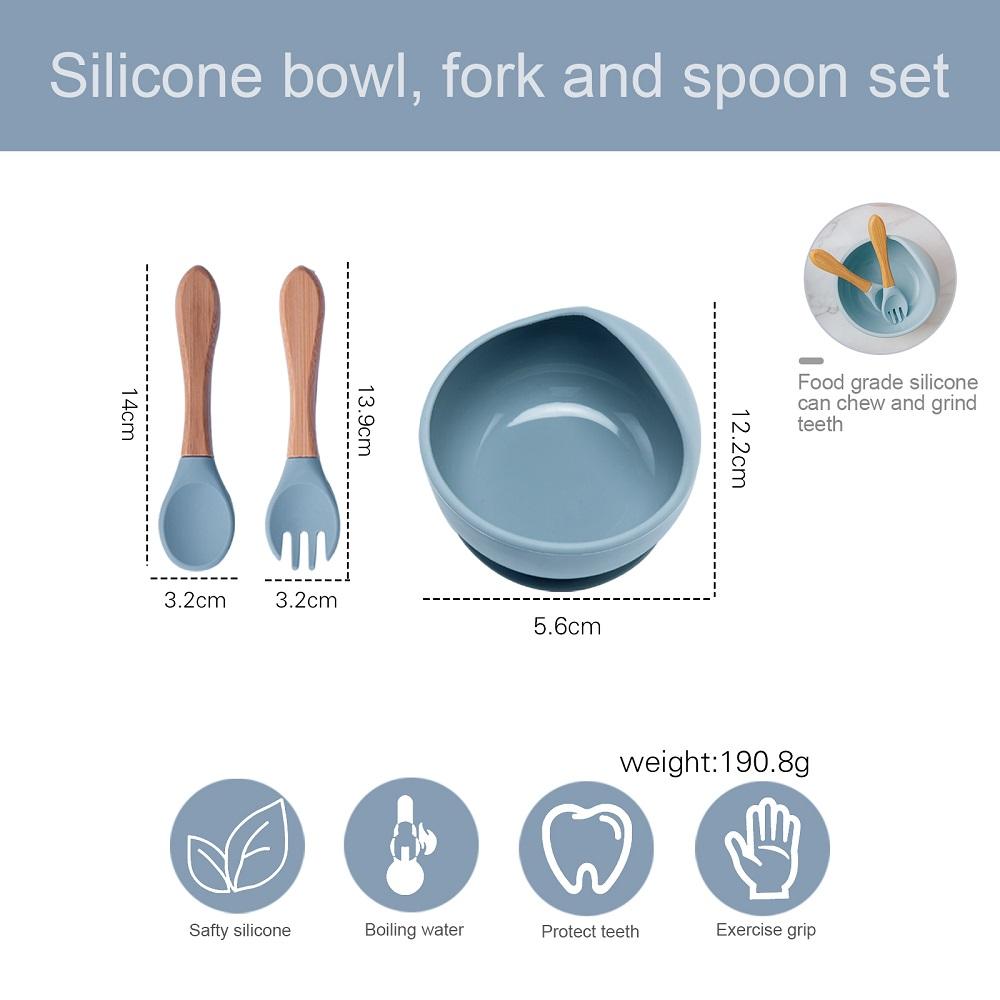 1 Bộ Dẻo Silicone Cho Bé BÁt Soild Bộ Đồ Ăn Chống Trơn Trượt Tô Kèm Thìa Nĩa Cho Bé Tự Ăn Bát trẻ Em Món Ăn