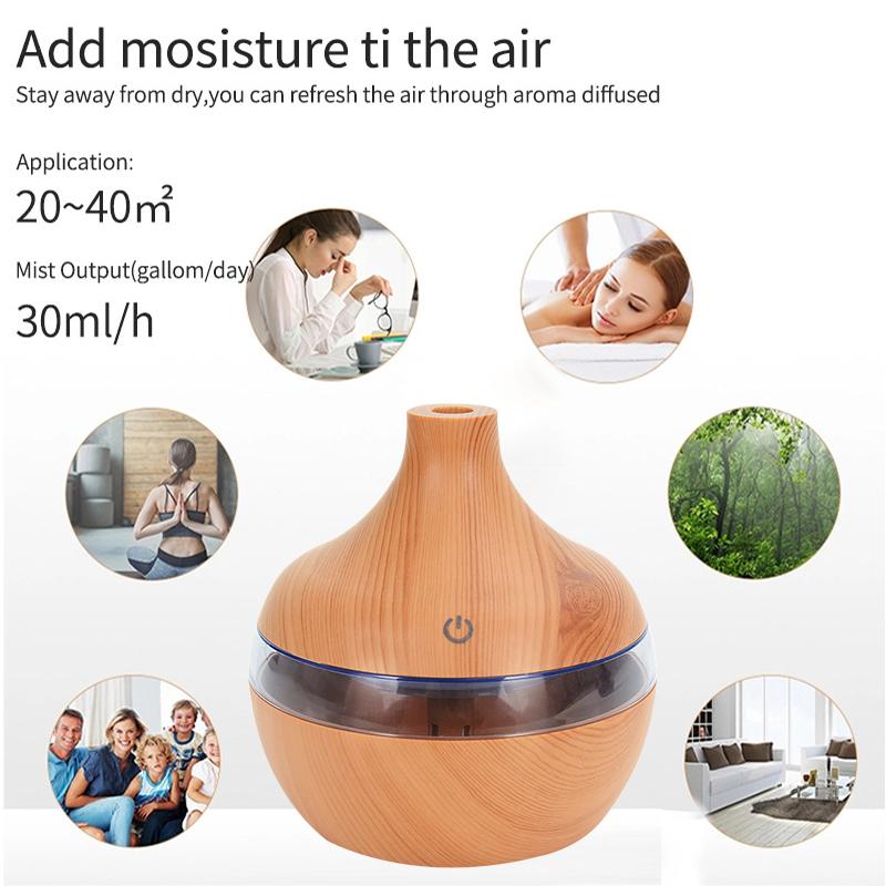 300ML Máy Phun Sương Tạo Độ Ẩm Điện Máy Khuếch Tán Tinh Dầu Khuếch Tán Hương Thơm Gỗ Siêu Âm Thanh Máy Tạo Độ Ẩm Không Khí Bộ Tinh Dầu Thông Thoáng Mát Phun Sương Tạo