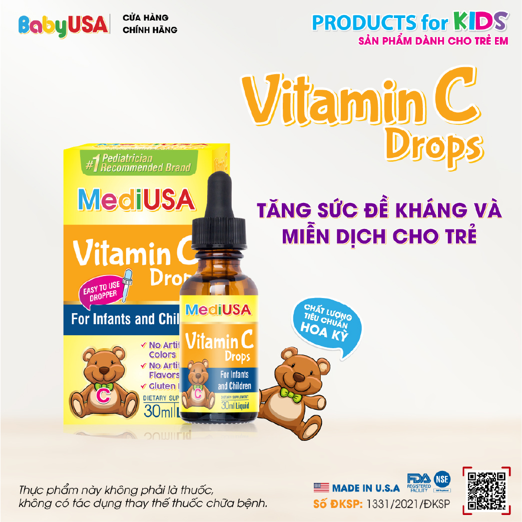 MediUSA Vitamin C Drops - Thực Phẩm Chức Năng