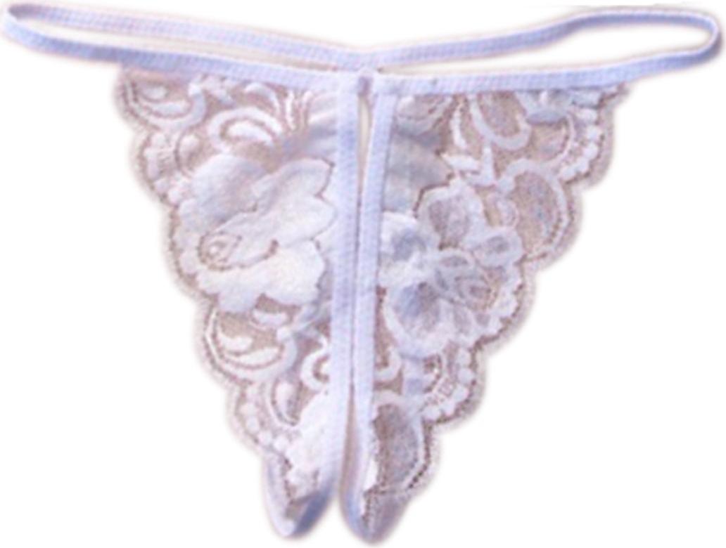 Áo con buộc dây + quần lọt khe sexsy xuyên thấu - Màu trắng