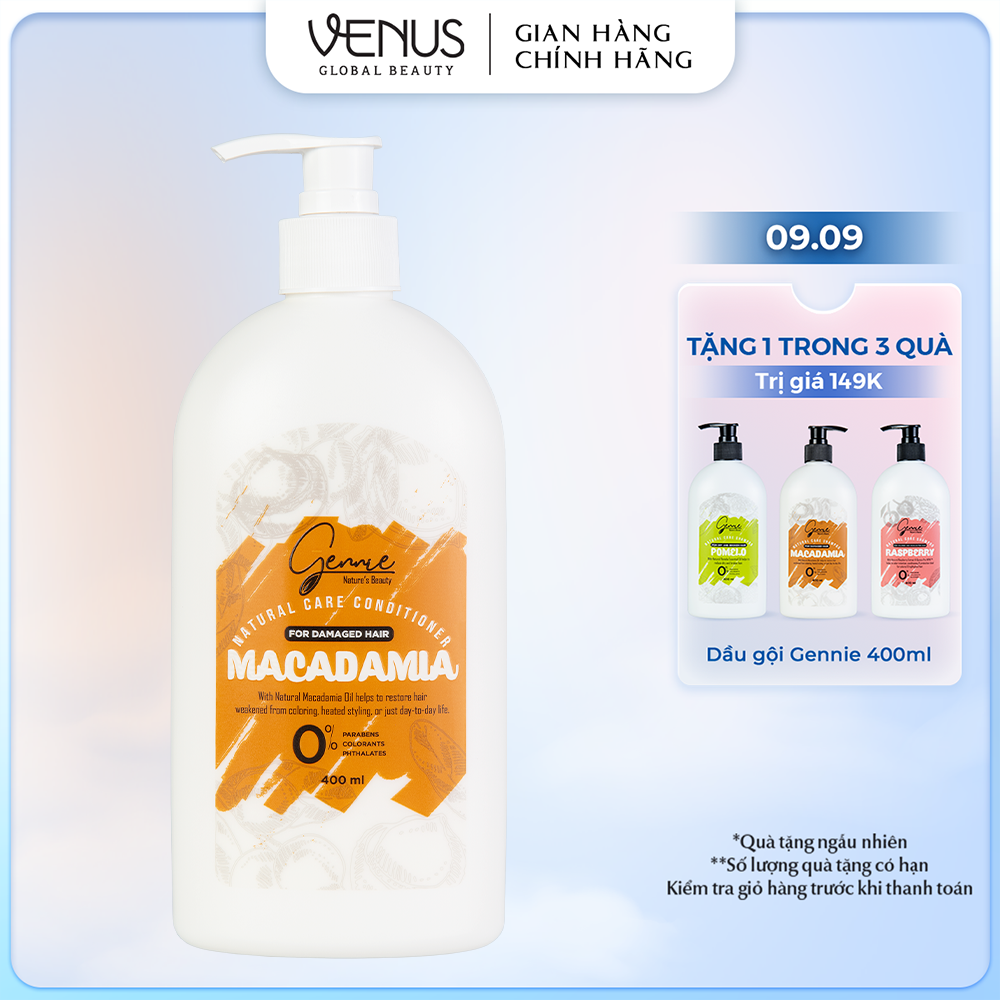 Dầu Xả Gennie Natural Care Dầu Hạt Macca Dành Cho Tóc Hư Tổn 400ml Chính Hãng