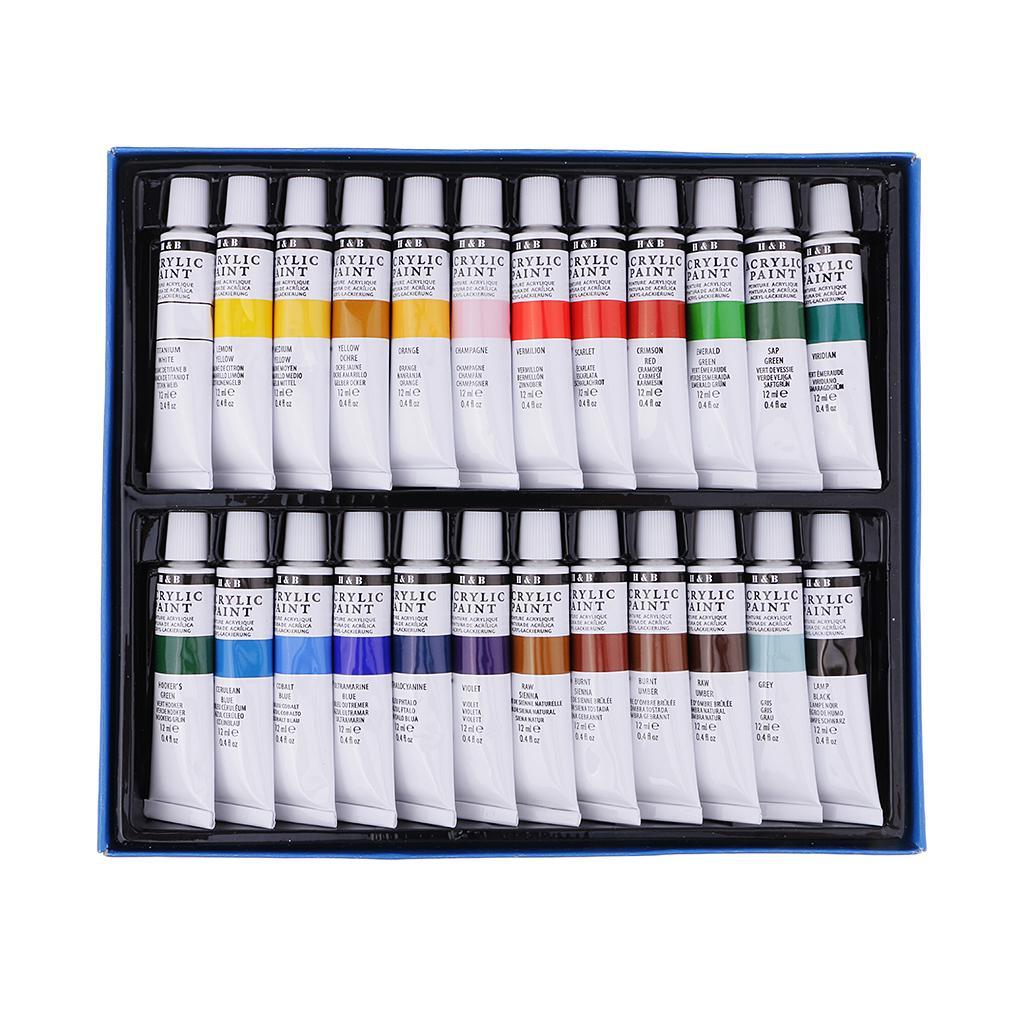 12 Pcs Assorted Nylon Hair Painting Brushes Set with Wooden Palette And Acrylic Paints