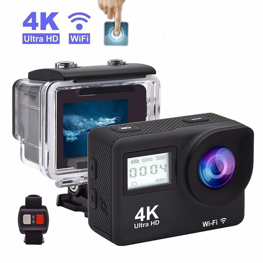 Camera Hành Động 4K Ultra HD Màn Hình LCD Đôi IPS WiFi 16MP 170D 30M Chống Nước Pro Sport DV Mũ Bảo Hiểm Máy Quay Video Có Điều Khiển Từ Xa