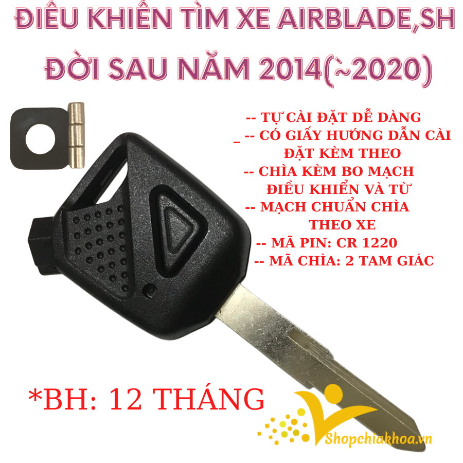 Điều khiển tìm xe airblade, sh mode các đời có hướng dẫn sử dụng kèm theo, tự cài đặt dễ dàng