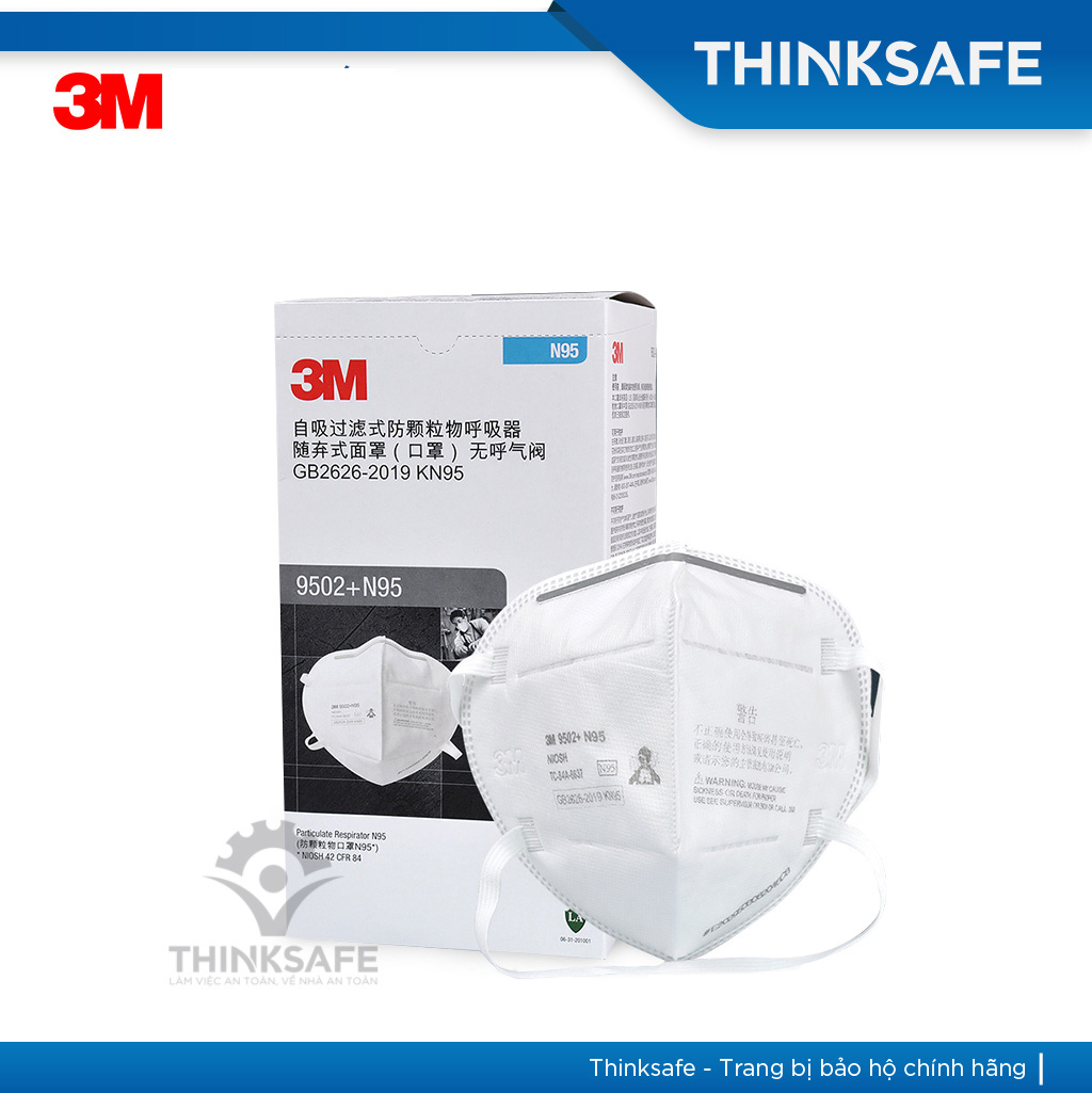 Khẩu trang N95 3M 9502 kháng khuẩn chống bụi mịn - Khẩu trang 3d mask thiết kế thoải mái khi đeo đạt chuẩn N95 kháng khuẩn, chống bụi, chống độc, Khẩu trang 3M chính hãng