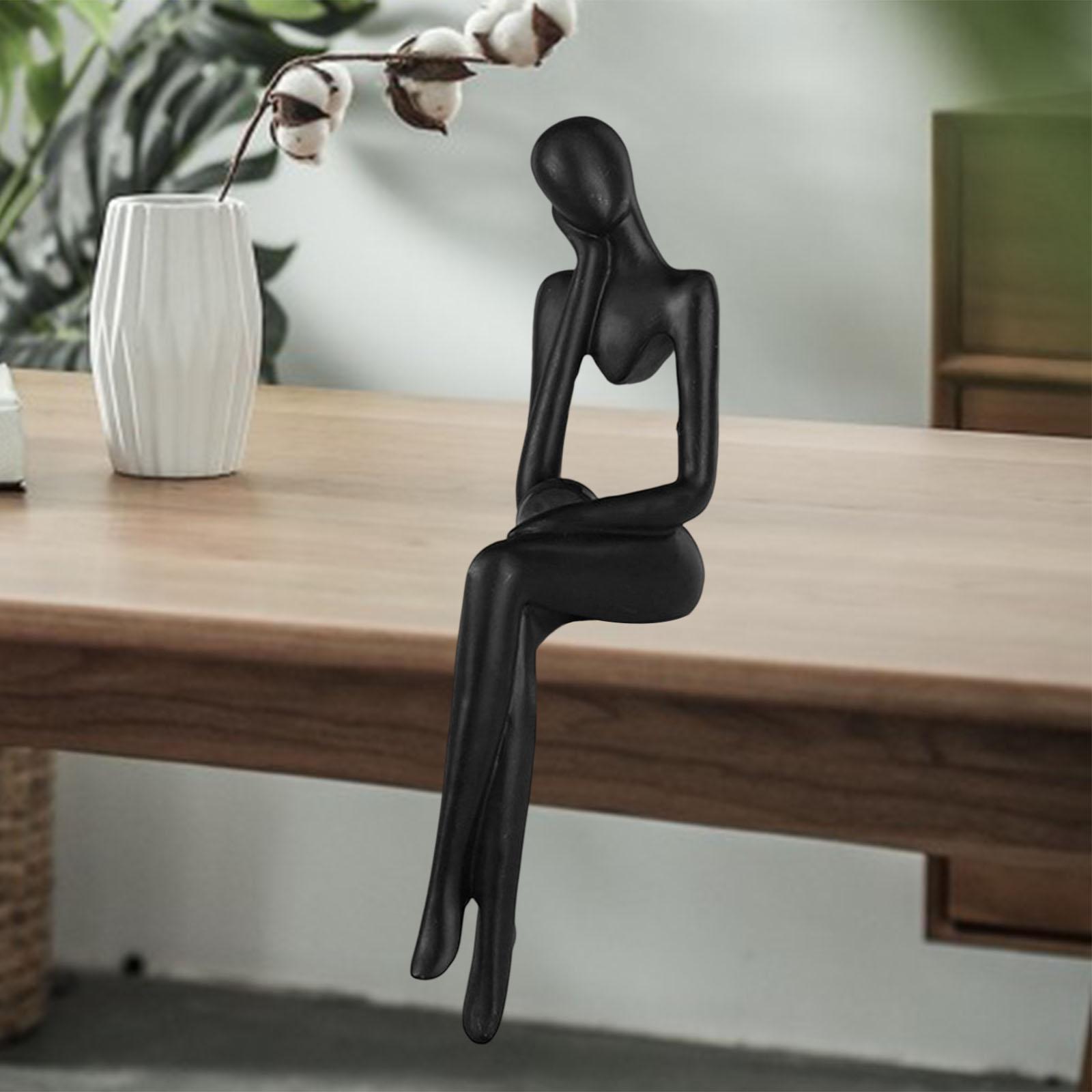 Thinker Statue Abstract Figurine Art for Living Room Bookcase Ornament