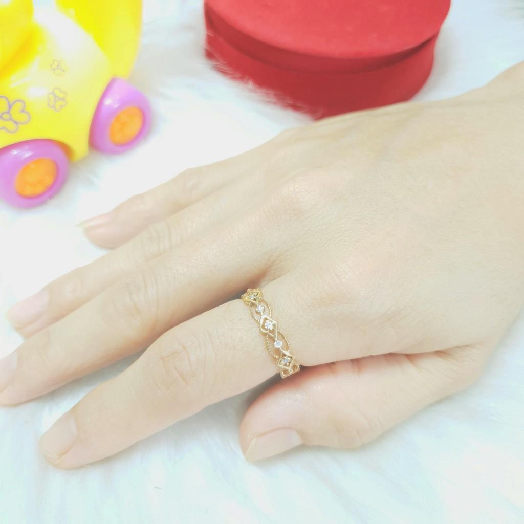 Nhẫn kiểu xoăn đính đá vàng vonfram cao cấp- Dùng vĩnh viễn không phai màu