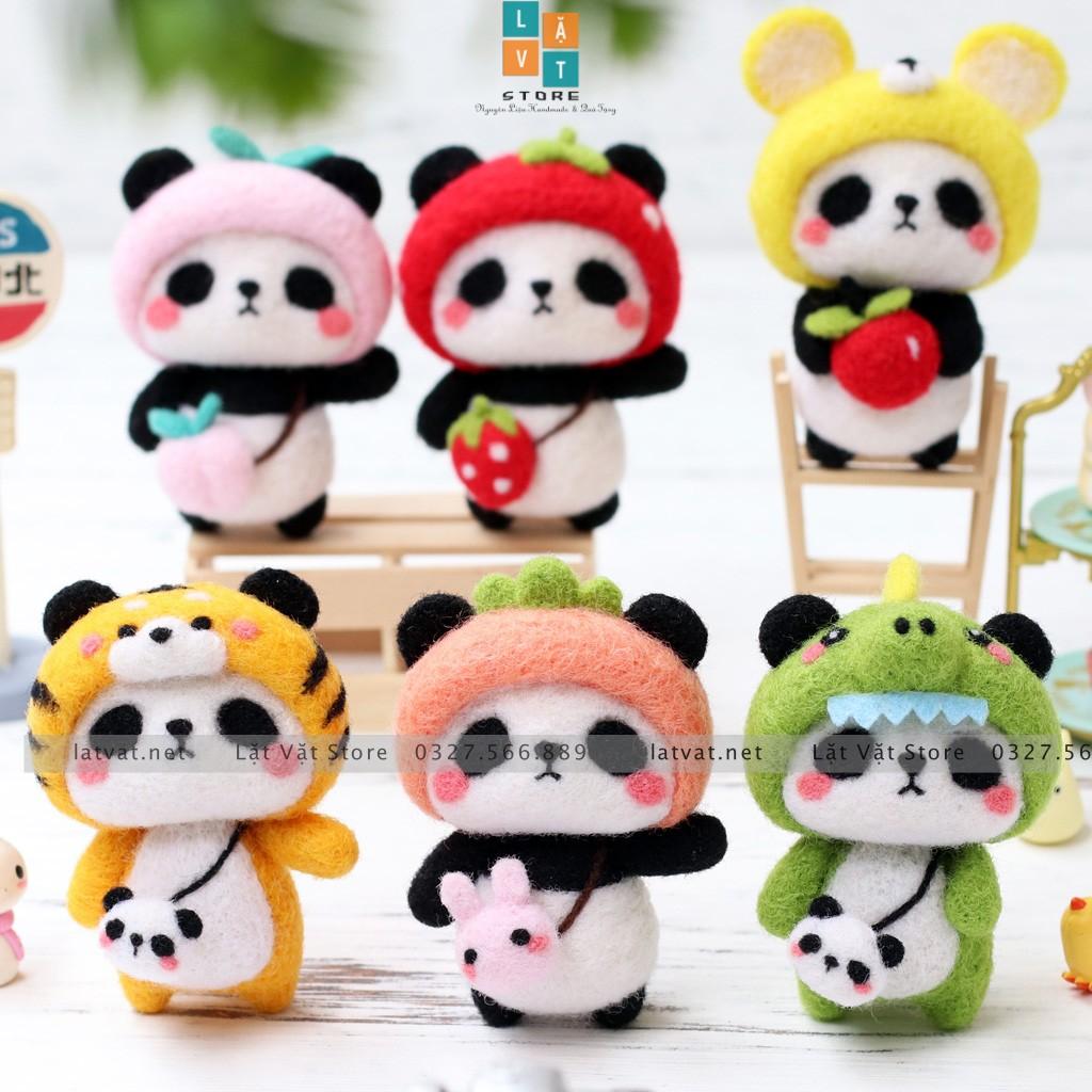  Bộ len chọc Panda điệu đà cho người bắt đầu, có hướng dẫn, quà tặng ý nghĩa - Needle felting Panda gấu trúc