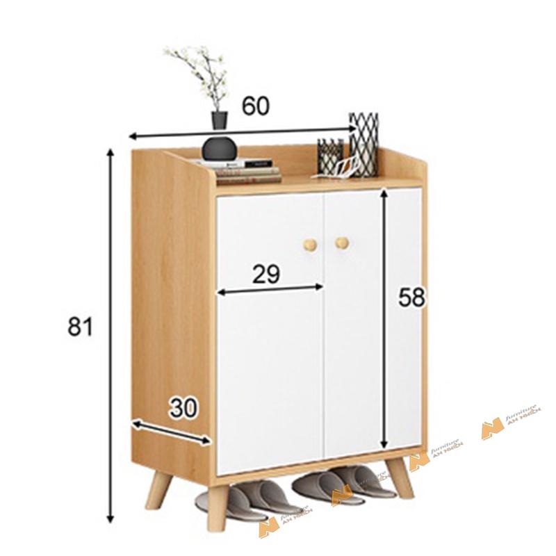Made in VN Tủ giày chân gỗ có cánh tủ chống bụi bẩn gỗ mdf 17mm công ty Mộc Phát độ bền trên 30 năm AN042