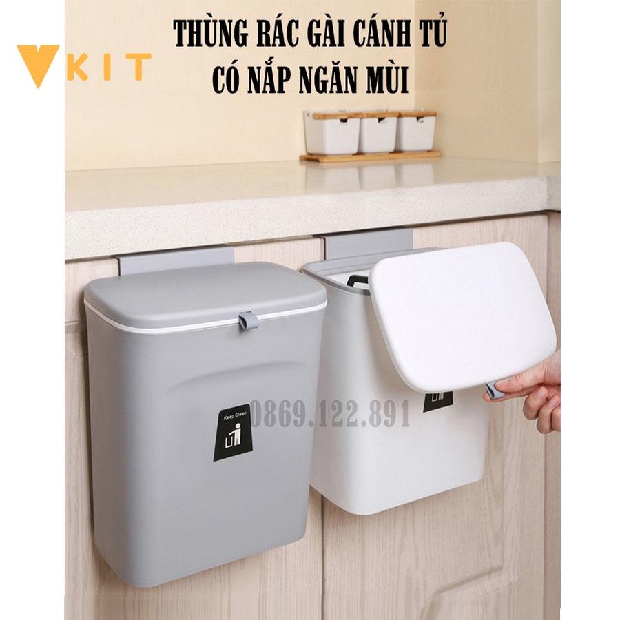 Thùng đựng rác gài cánh tủ bếp có nắp đậy - Thùng rác treo gắn tủ bếp R02